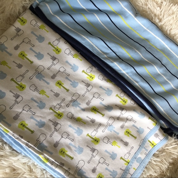 8 swaddle design green blue guitar bear stripe boy - Picture 5 of 5
